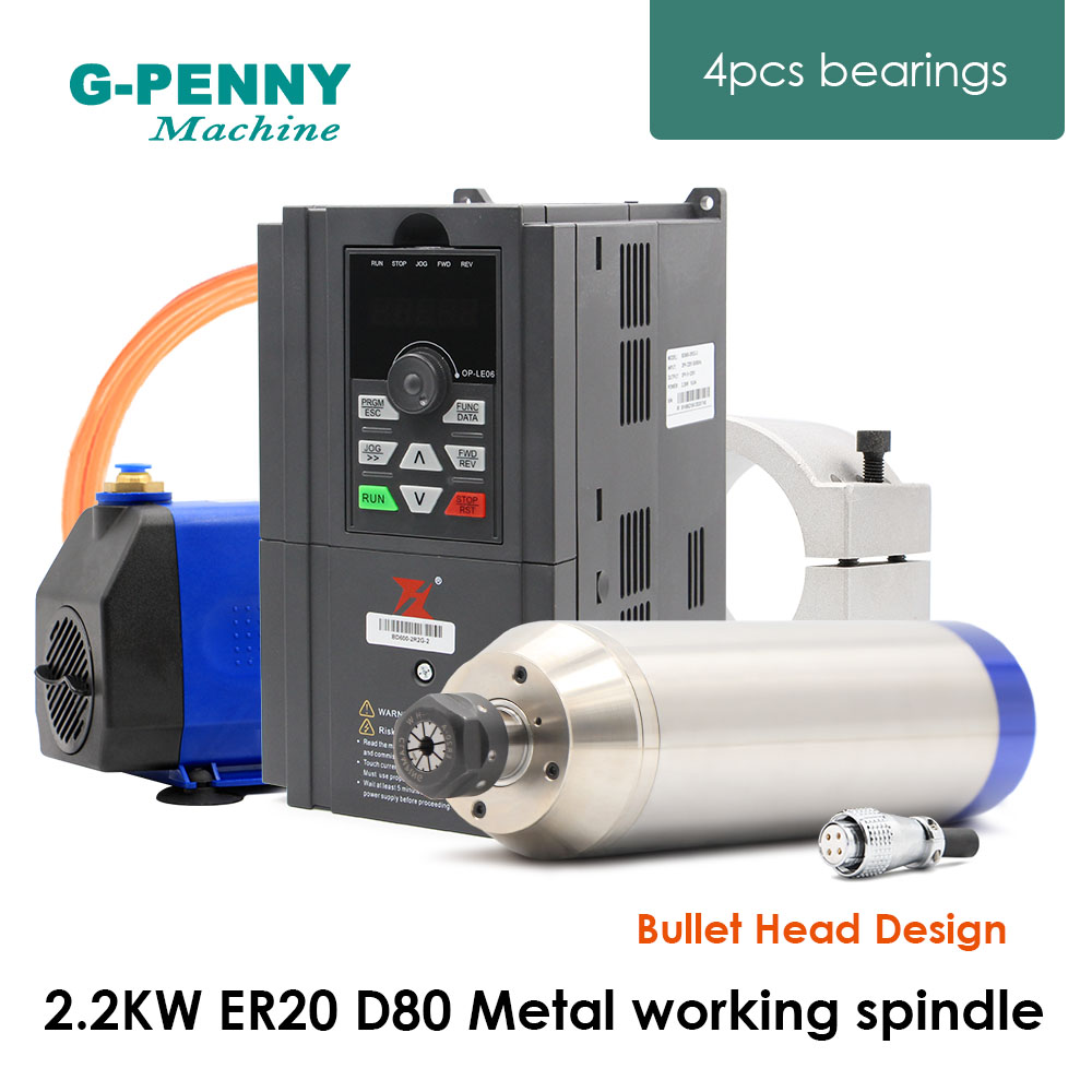 2.2Kw Water Cooled Spindle Kit Vfd - 2,2 kW ER20 D80 Metal İşleme