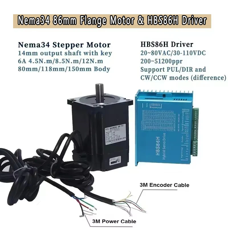 Nema34 86mm Kapalı Döngü Step  - Hybrid Servo Driver Nema 34 8.5Nm incelemesi ve fiyatı